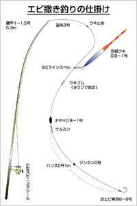 エビ撒き釣りの仕掛け